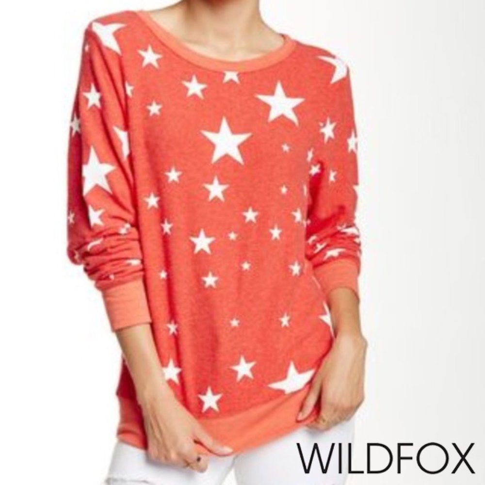 Like new! Wildfox orange/white star top - sz. S